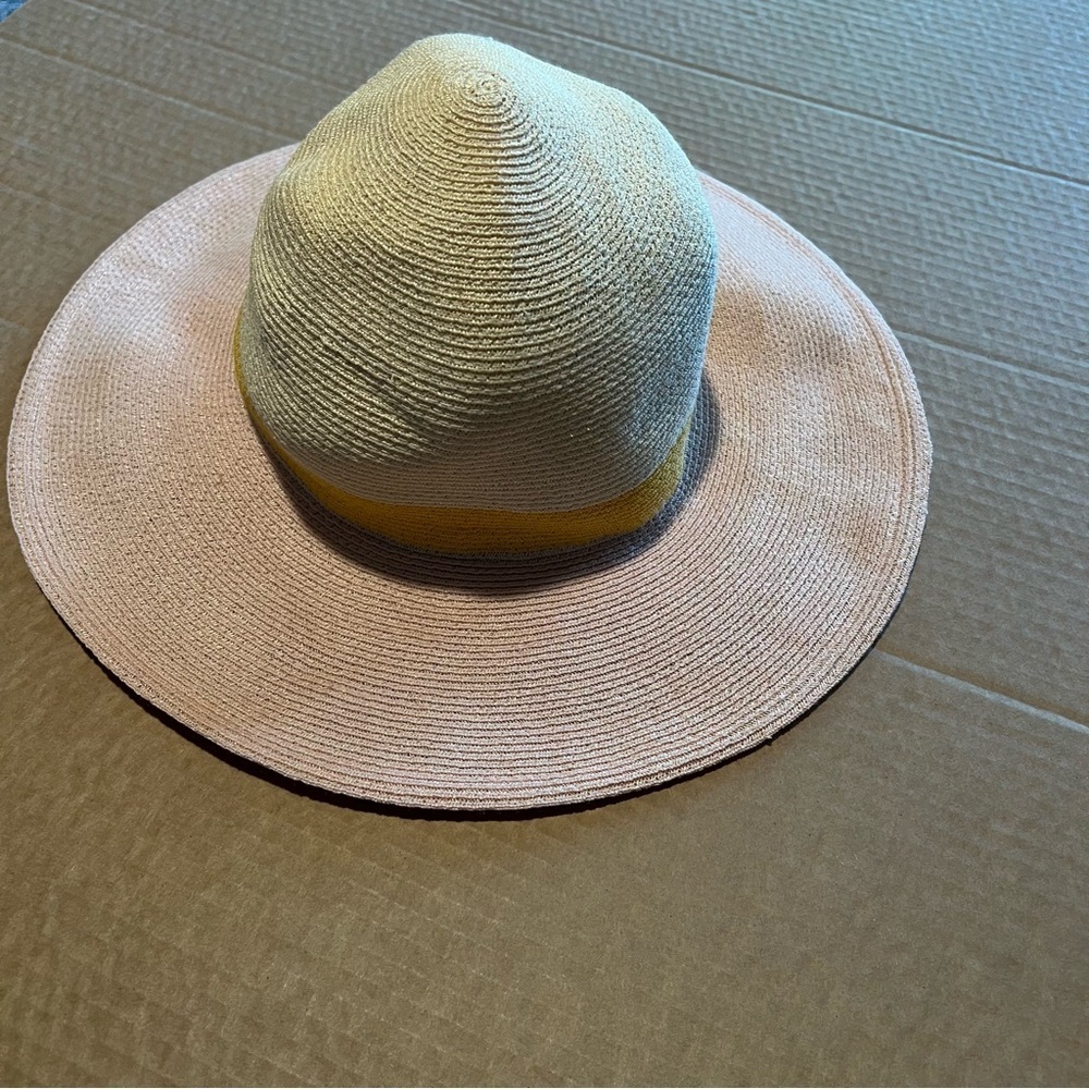 Eugenia Kim colorblock hemp Sun hat, adjustable size, sand/pink, NWOT - Picture 5 of 10